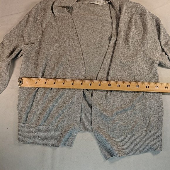 Contemporaine Simons Silver Glitter Cardigan Sweater Women Small S Lurex Grey - Picture 6 of 8